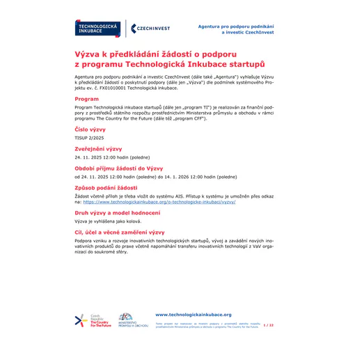 Výzva TISUP 2_2025 prodlouženo do 14.1.2025